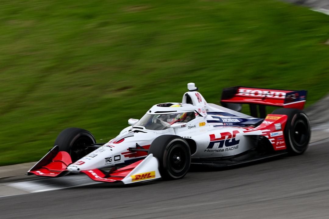 Palou winning the IndyCar race at Barber