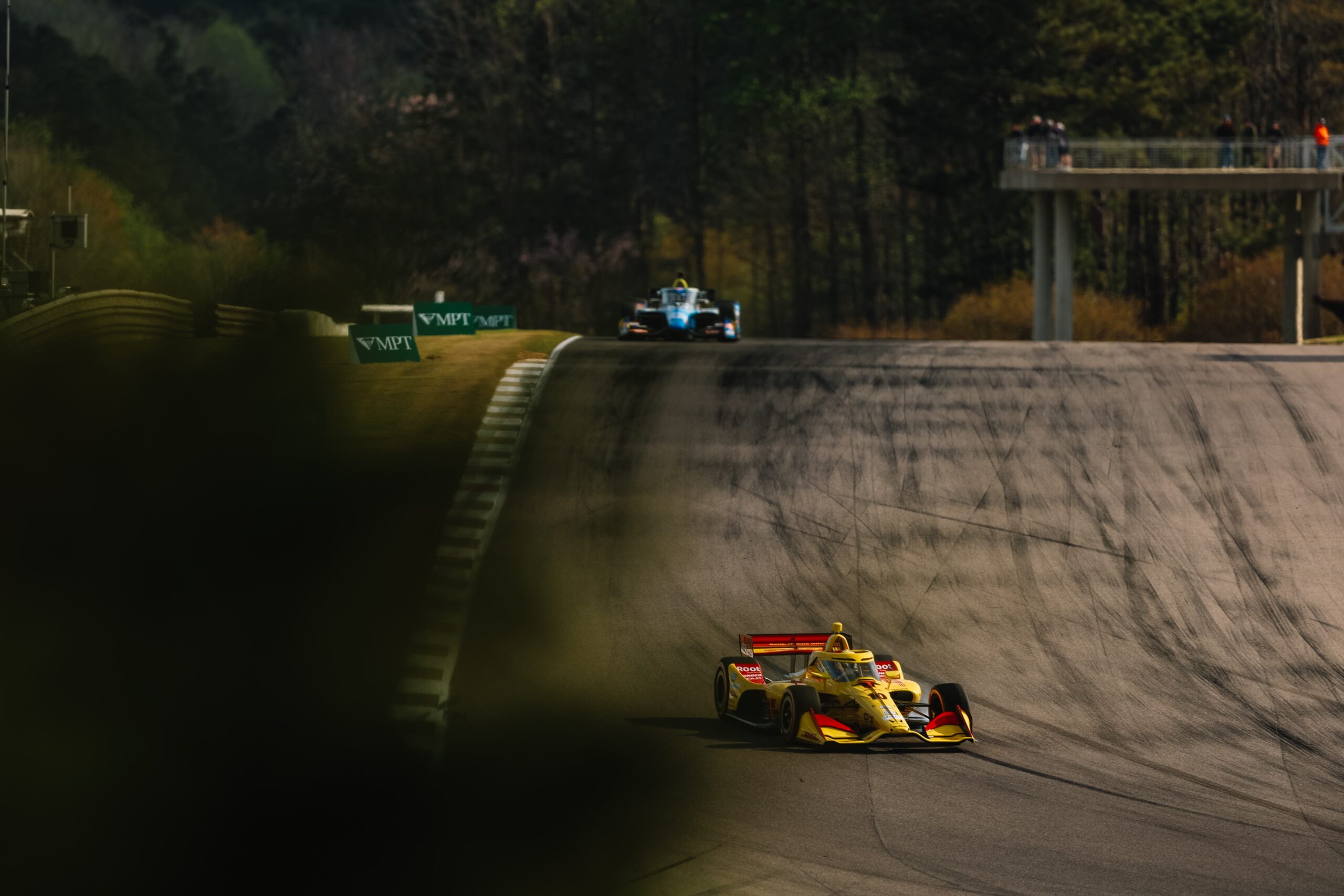 Álex Palou wins the IndyCar race at Barber Motorsports Park ahead of Lundgaard and Rahal.