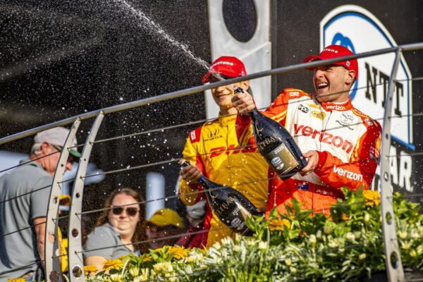 “It was a solid day”: Power claims P3 at IndyCar Sonsio GP as Palou’s dominance continues Will Power celebrating a podium finish with Alex Palou, during the IndyCar Sonsio GP.