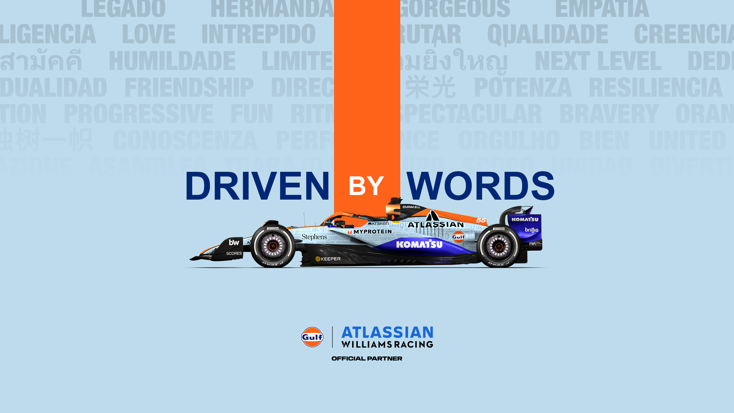Atlassian Williams Racing and Gulf Oil International reveal new "Driven by Words" livery for the F1 São Paulo GP