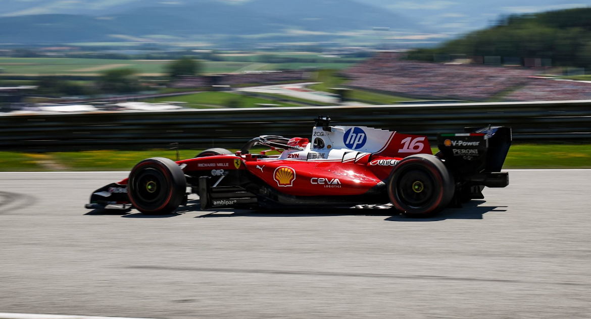 Leclerc driving during F1 Qualifying for the Austrian GP