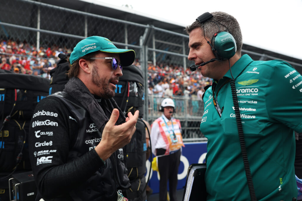 Fernando Alonso at the 2026 Miami GP for Aston Martin.