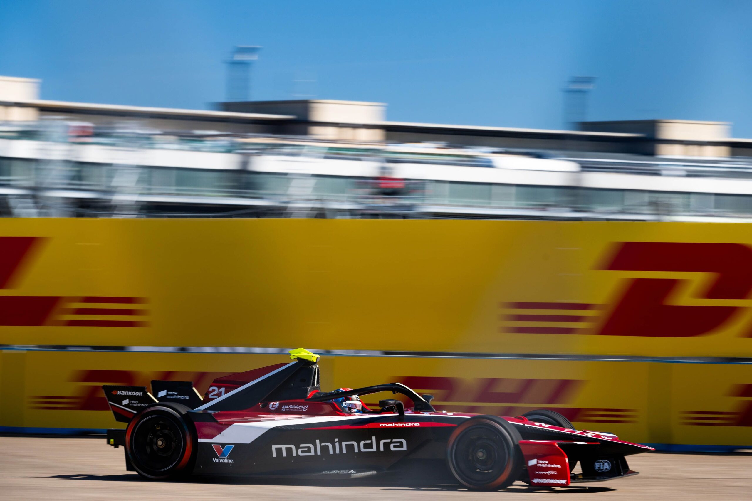Mahindra Formula E driver Nyck de Vries driving ahead of the Monaco double header
