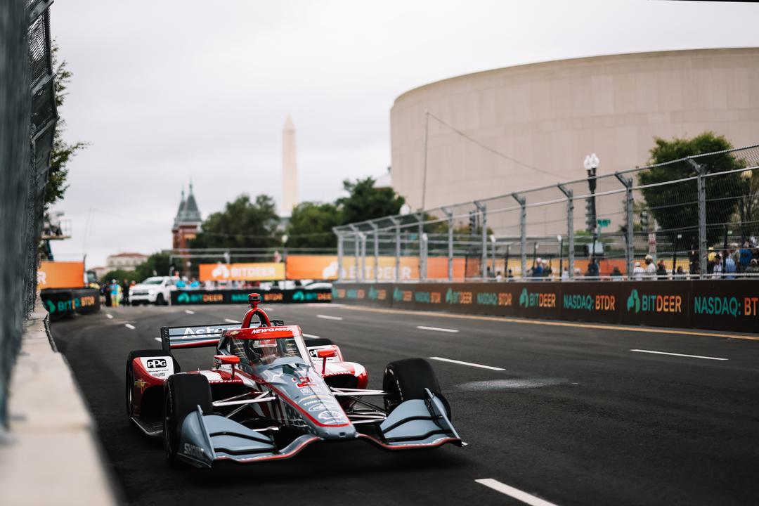 Josef Newgarden driving ahead of IndyCar Practice 2 in Washington