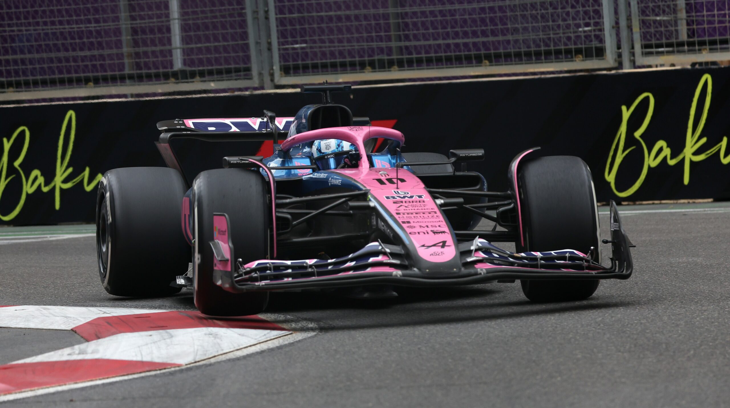 Alpine's Pierre Gasly on track at the F1 Azerbaijan GP
