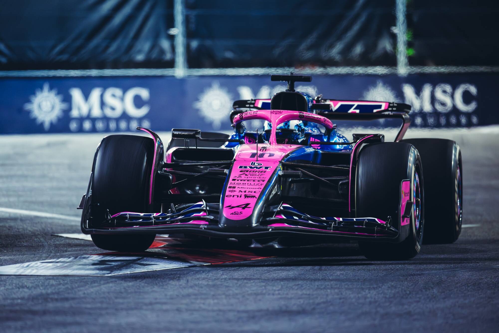 Pierre Gasly of Alpine during the 2025 F1 Las Vegas GP