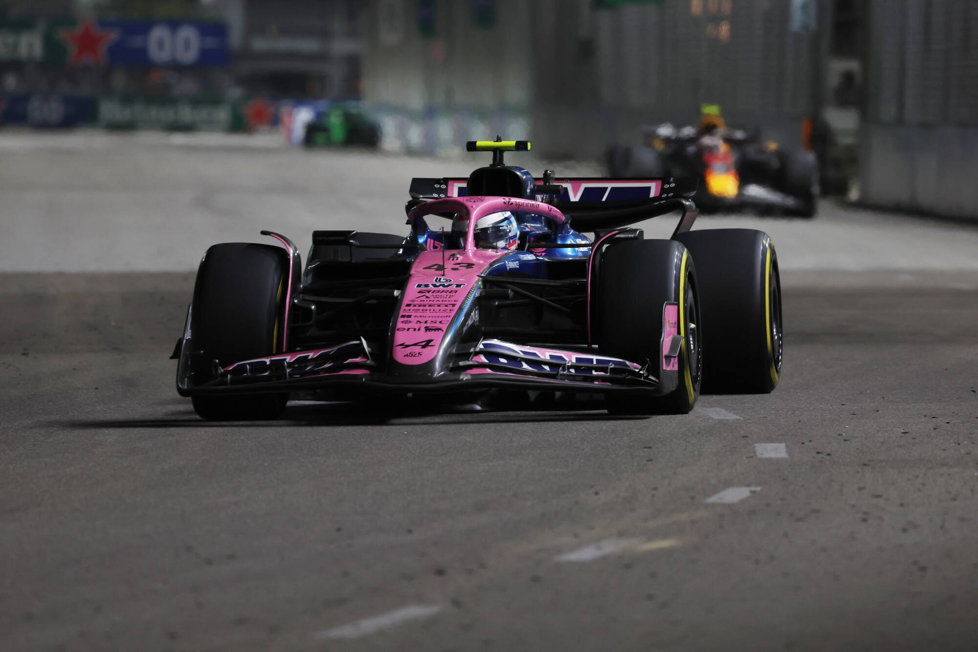 Alpine's Franco Colapinto driving his A525 during the F1 Singapore GP on Sunday