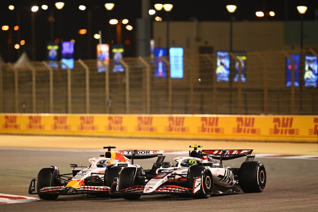 F1 Bearman on track at the 2025 Bahrain Grand Prix