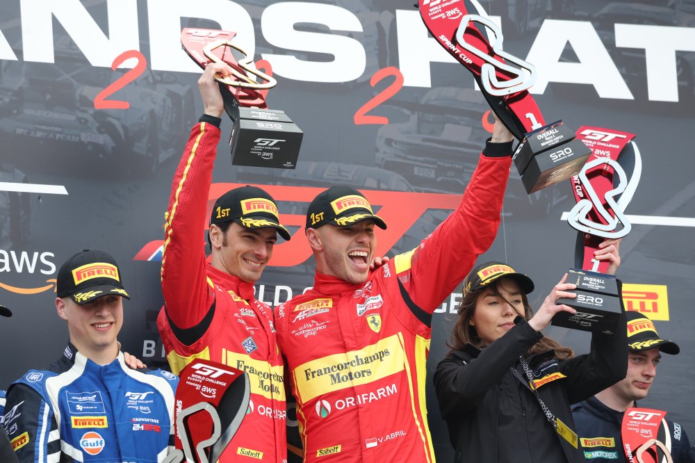 Ferrari and Mercedes claim victory at the first Sprint Cup Round at the 2025 GTWC Europe race at Brands Hatch