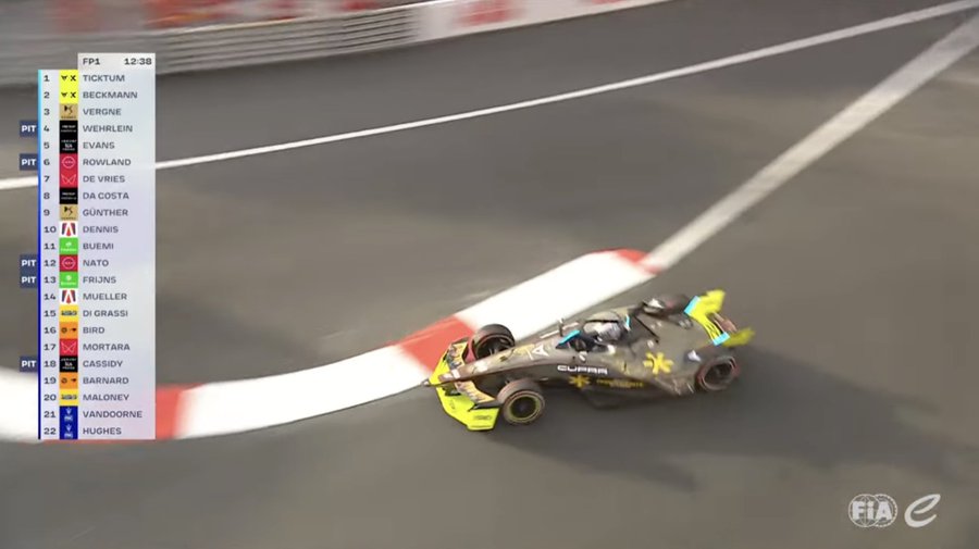 Ticktum leading the FE FP1 ahead of Monaco E-Prix