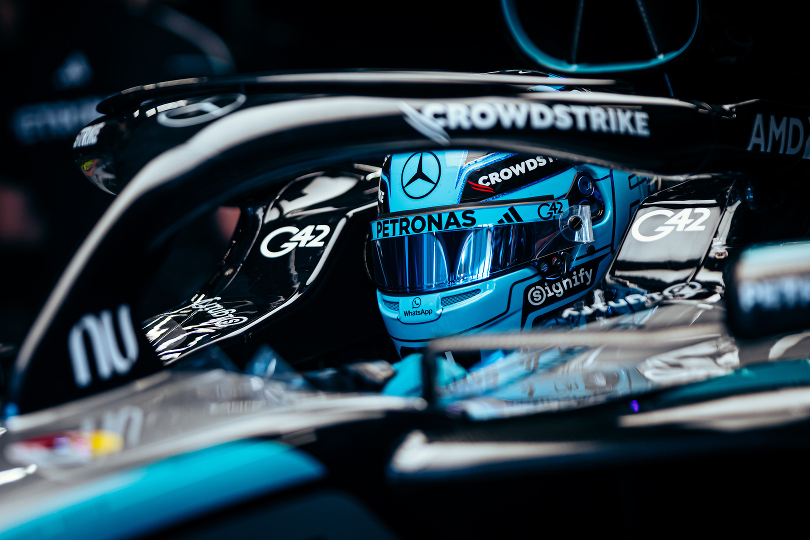 Russell before driving at the F1 Hungarian GP Qualifying
