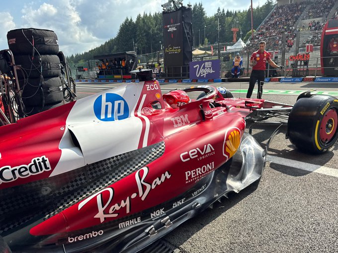 Ferrari Driver Charles Leclerc in Sprint Qualifying for the F1 Belgian GP