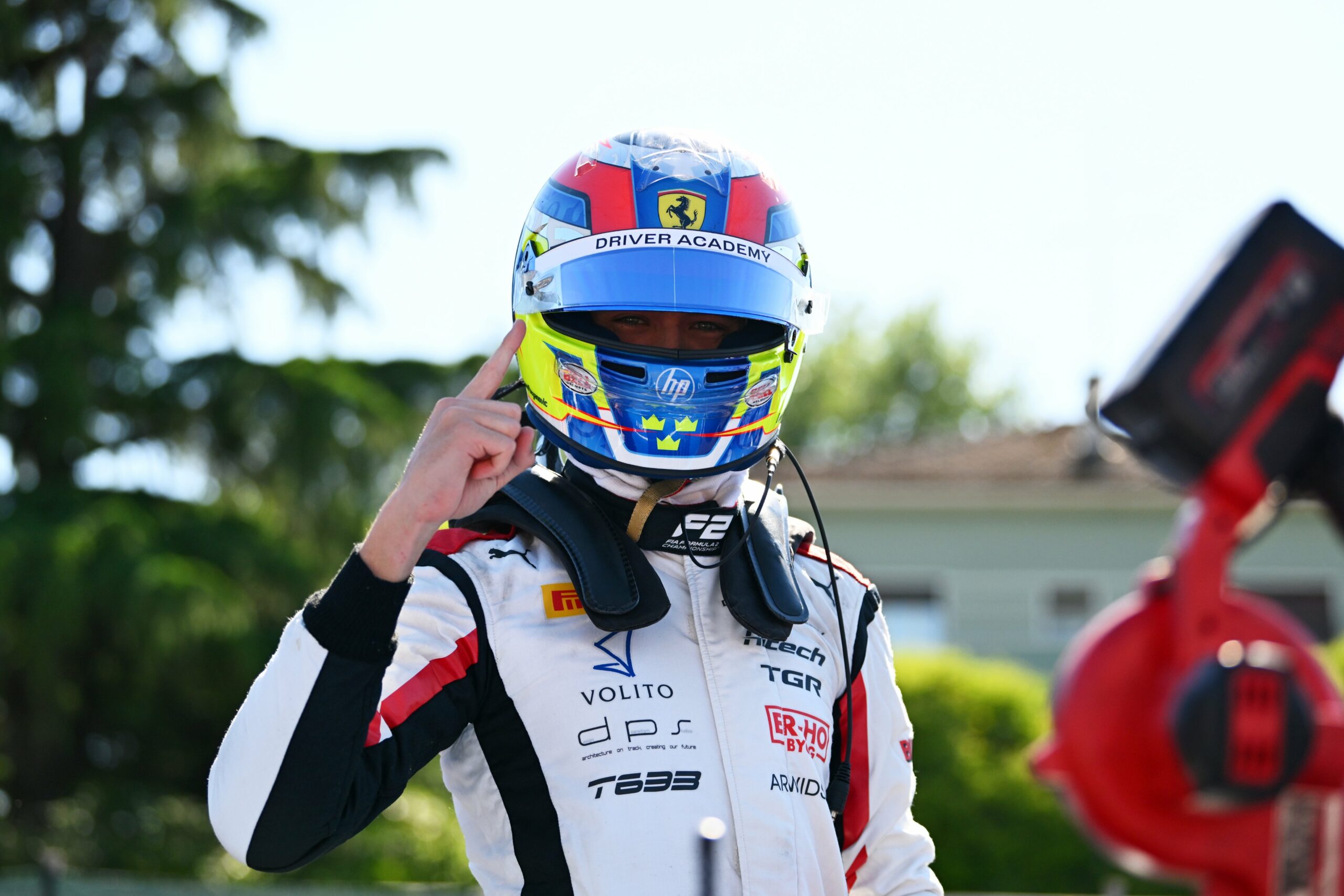 Dino Beganovic of Hitech TGR Post Qualifying at the 2025 F2 Imola GP Qualifying.