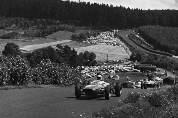 John Surtees leads Jim Clark on his way to a maiden Formula 1 victory at the 1963 F1 German Grand Prix
