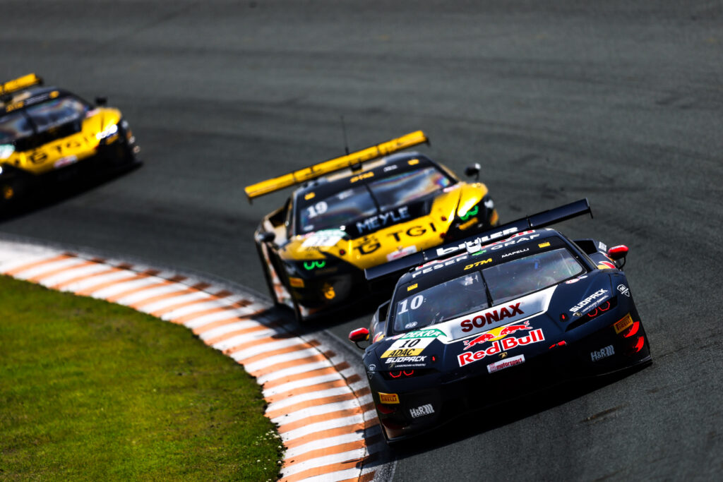 Luca Engstler led Lamborghini’s charge at Zandvoort as Marco Mapelli battled setbacks in an encouraging DTM Race 1 for Abt Sportsline.