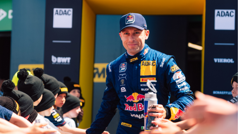Marco Mapelli claimed his first DTM victory in Race 1 at the Lausitzring, also securing the Lamborghini Temerario’s maiden win