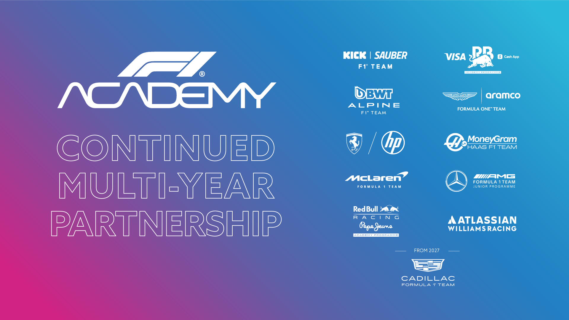 All 10 current F1 teams have reaffirmed their commitment to sponsor an F1 ACADEMY livery and driver in the all-female series.