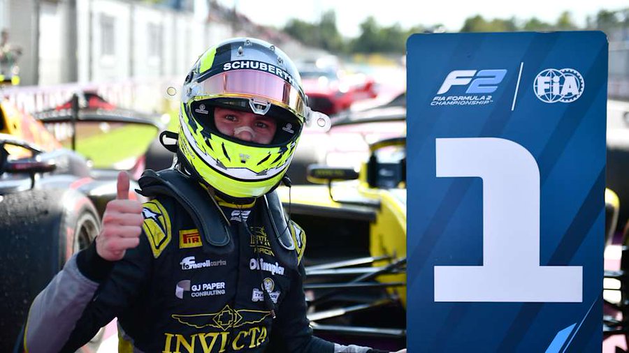 Leonardo Fornaroli celebrates Sprint Race victory at the 2025 F2 Fornaroli Monza GP weekend with Invicta Racing
