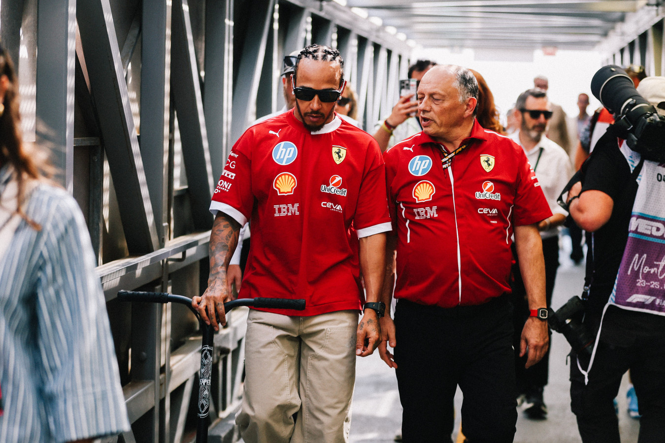 Ferrari team principal Fred Vasseur and driver Lewis Hamilton Monaco GP