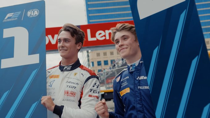 Dino Beganovic and Luke Browning, Hitech TGR, F2 Baku Sprint Race, 2025 Azerbaijan GP