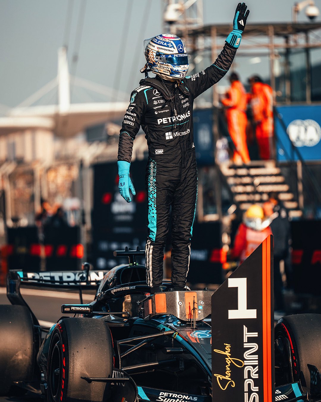 George Russell claims pole position in 2026 F1 Sprint Qualifying during the China GP.