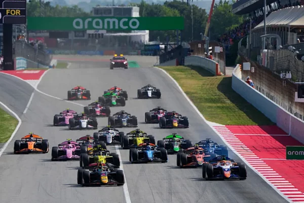 Formula 2 grid during Feature Race start at F2 Spanish GP.