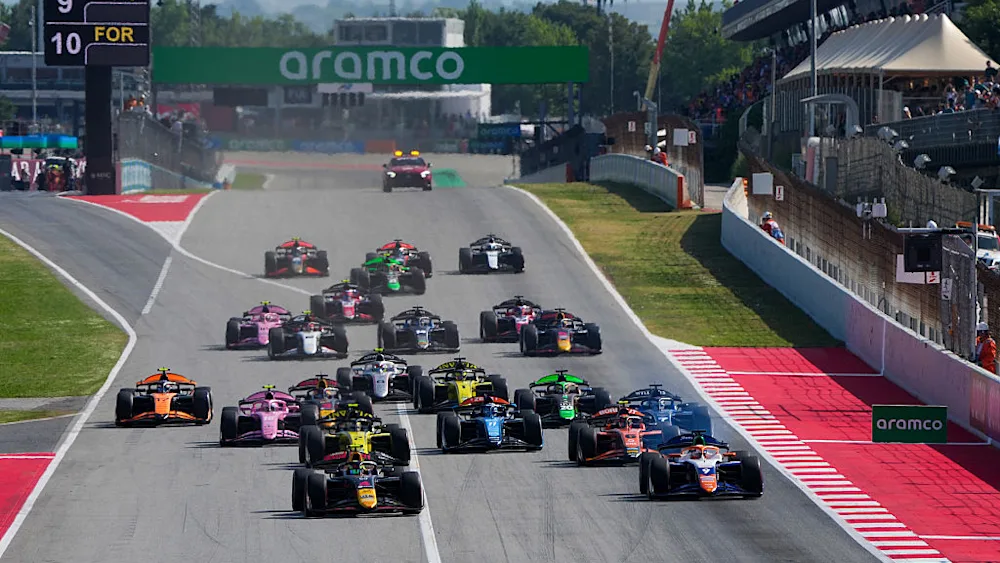 Formula 2 grid during Feature Race start at F2 Spanish GP.