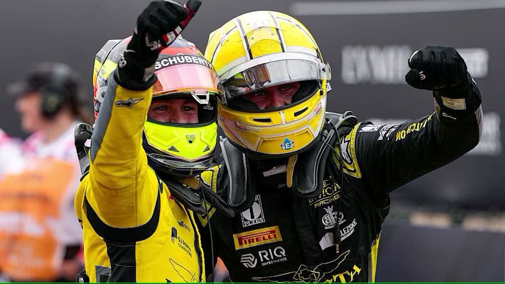 Leonardo Fornaroli and Roman Staněk pleased Team Principal James Robinson after Invicta Racing double podium in F2 Sprint Race at the 2025 British GP