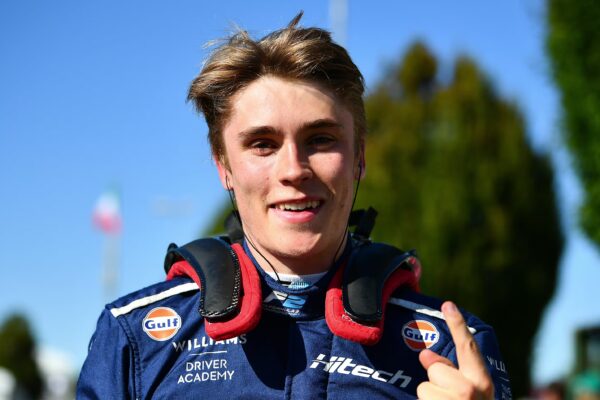 Luke Browning driving in his F2 Hitech TGR car at Italian GP