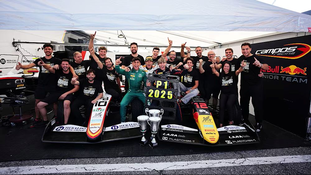 Campos Racing celebrate 2025 F3 Teams' Championship Title after 1-2 at Italian GP in Monza