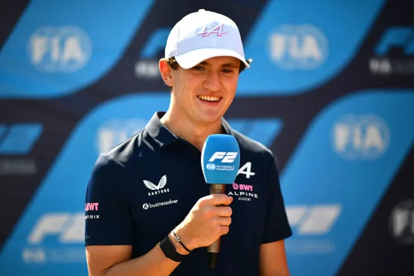 Rodin Motorsport's Alex Dunne during the 2026 F2 Monza round.