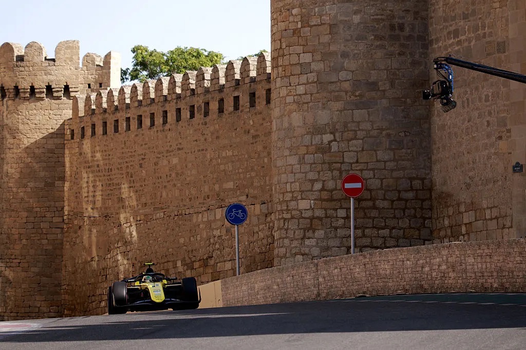 Câmara claims victory in the F2 Feature Race 2 at the 2026 Azerbaijan GP, ahead of Tsolov and Dunne, leaving Baku with the championship lead.