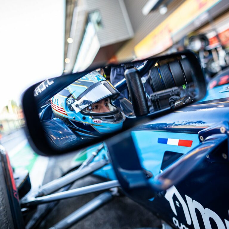 Jak Crawford sitting in F2 car at 2025 F2 testing