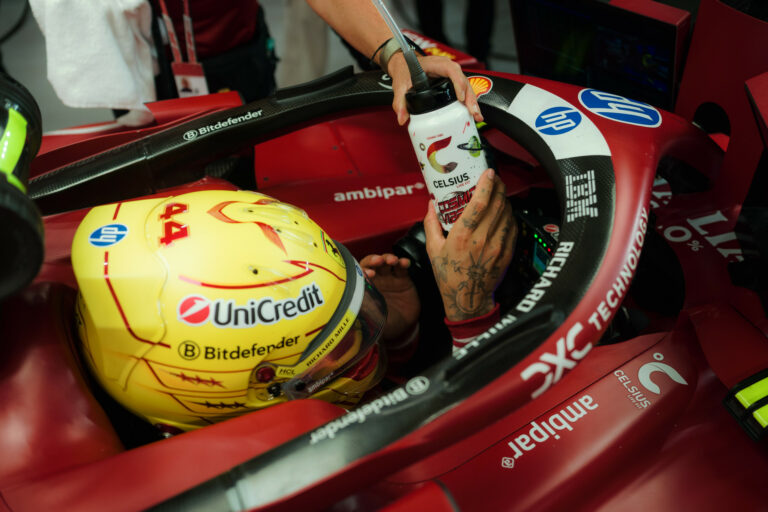 Hamilton driving for Ferrari in the Saudi Arabian GP