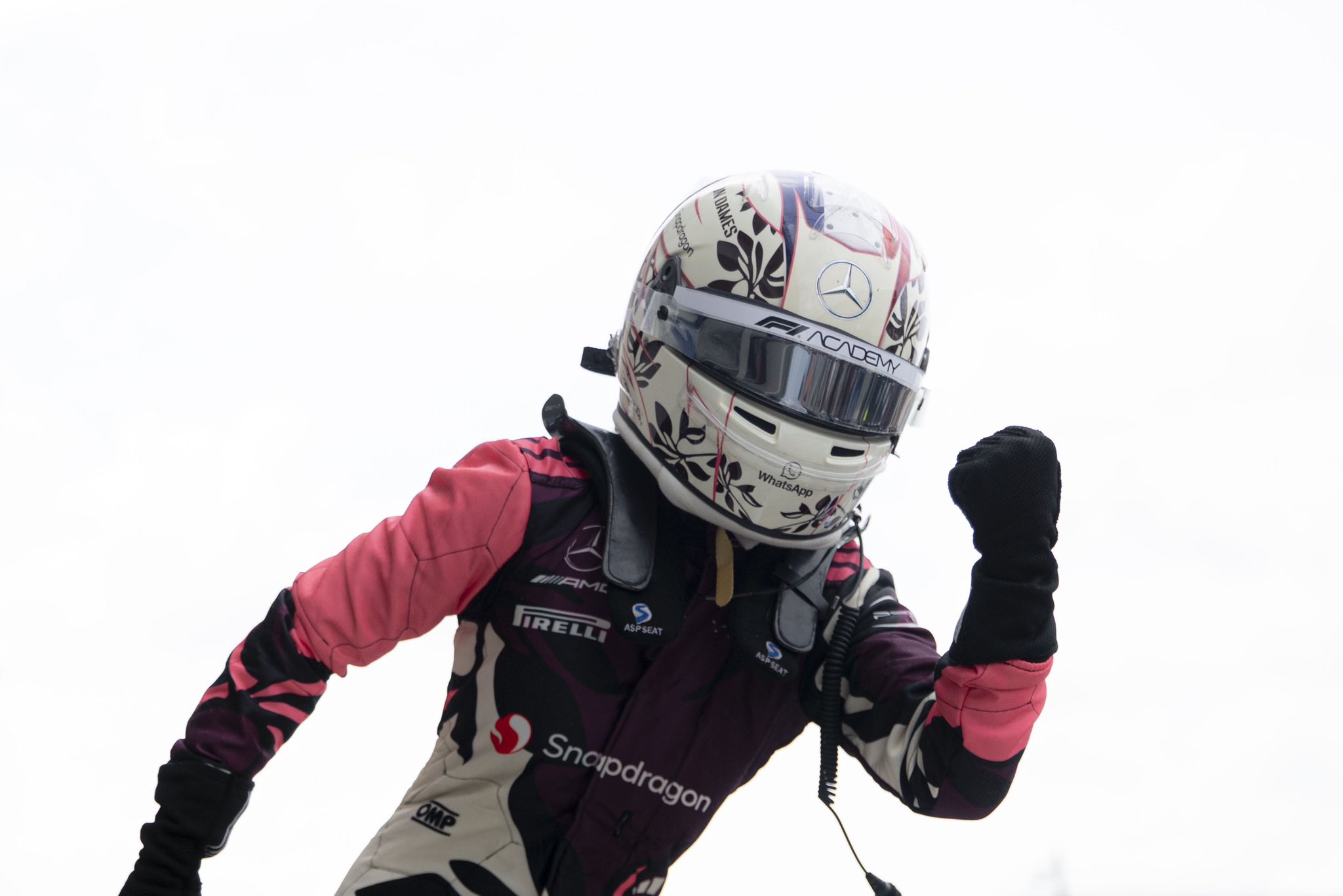 Doriane pin at the 2025 F1 ACADEMY Miami GP weekend Race 1 Podium