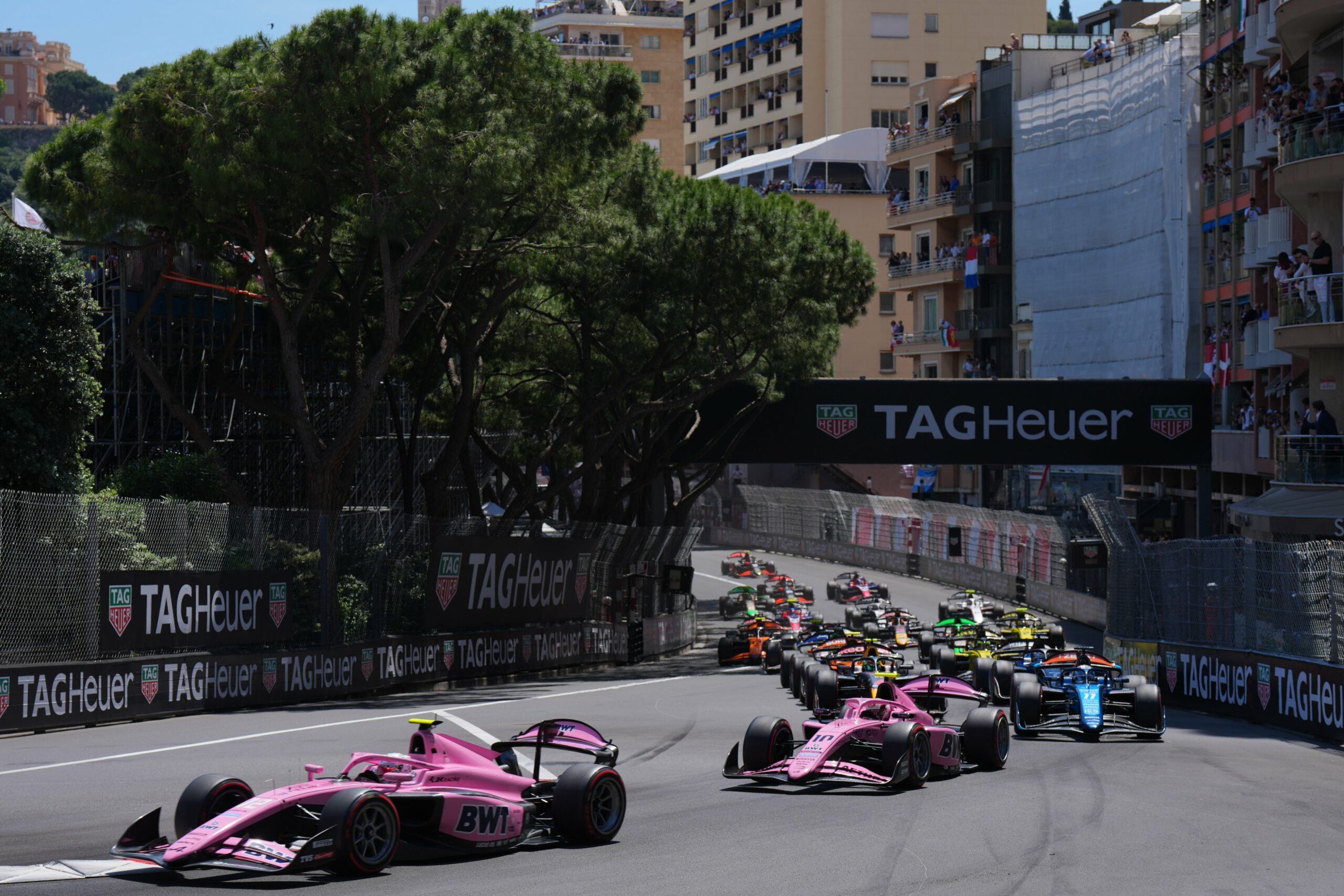 F2 cars on track at the Monaco GP during the Sprint Race on Saturday.