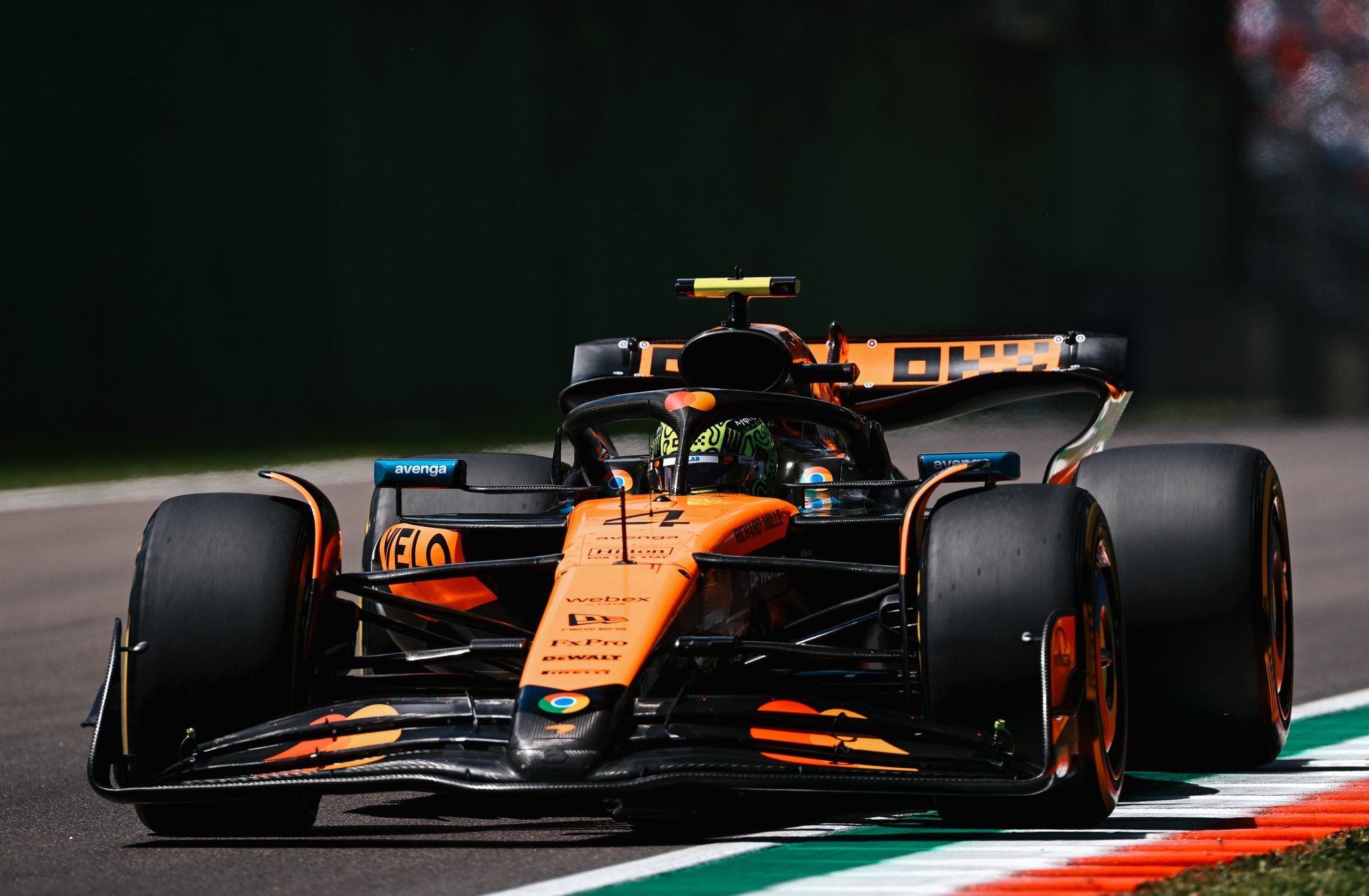 McLaren's Lando Norris on track at the 2025 F1 Imola GP.