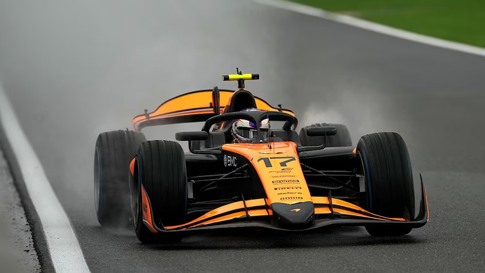 Dunne on a wet F2 Belgian GP Feature Race