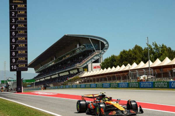 McLaren F1 driver Lando Norris on track during FP1 at the F1 Spanish GP 2025