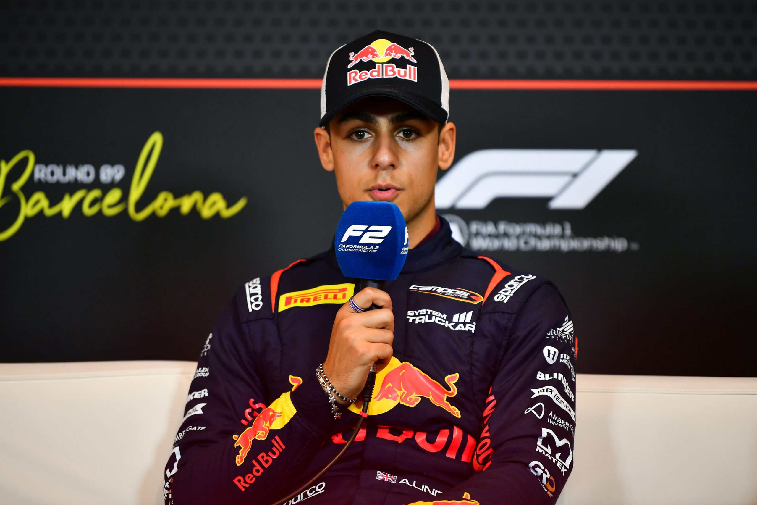 Campos Racing's Arvid Lindblad during Post-Qualifying Press Conference at F2 Spanish GP