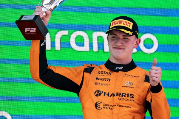 Alex Dunne produced a stunning recovery, aided by a Safety Car and fresh tyres, to finish P2 in the F2 Spanish GP Sprint race from 19th on the grid on Saturday afternoon. The Irishman has reclaimed the lead at the top of the standings from Luke Browning by three points.
