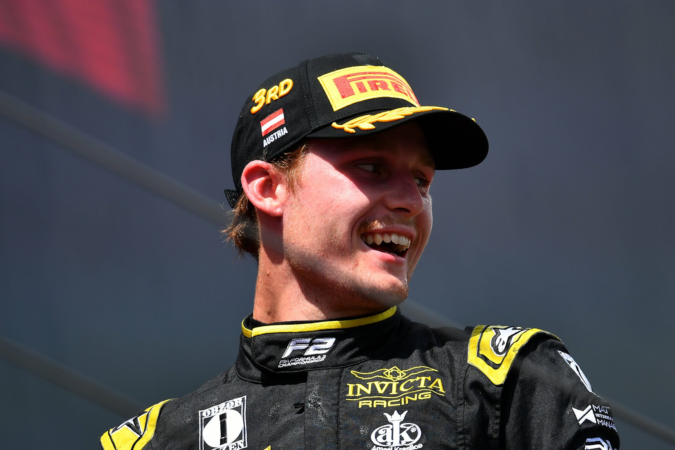 Invicta Racing's Roman Staněk at the 2025 F2 Austrian GP Sprint Race.