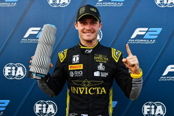 Roman Staněk after taking pole position for the Budapest Round Feature Race