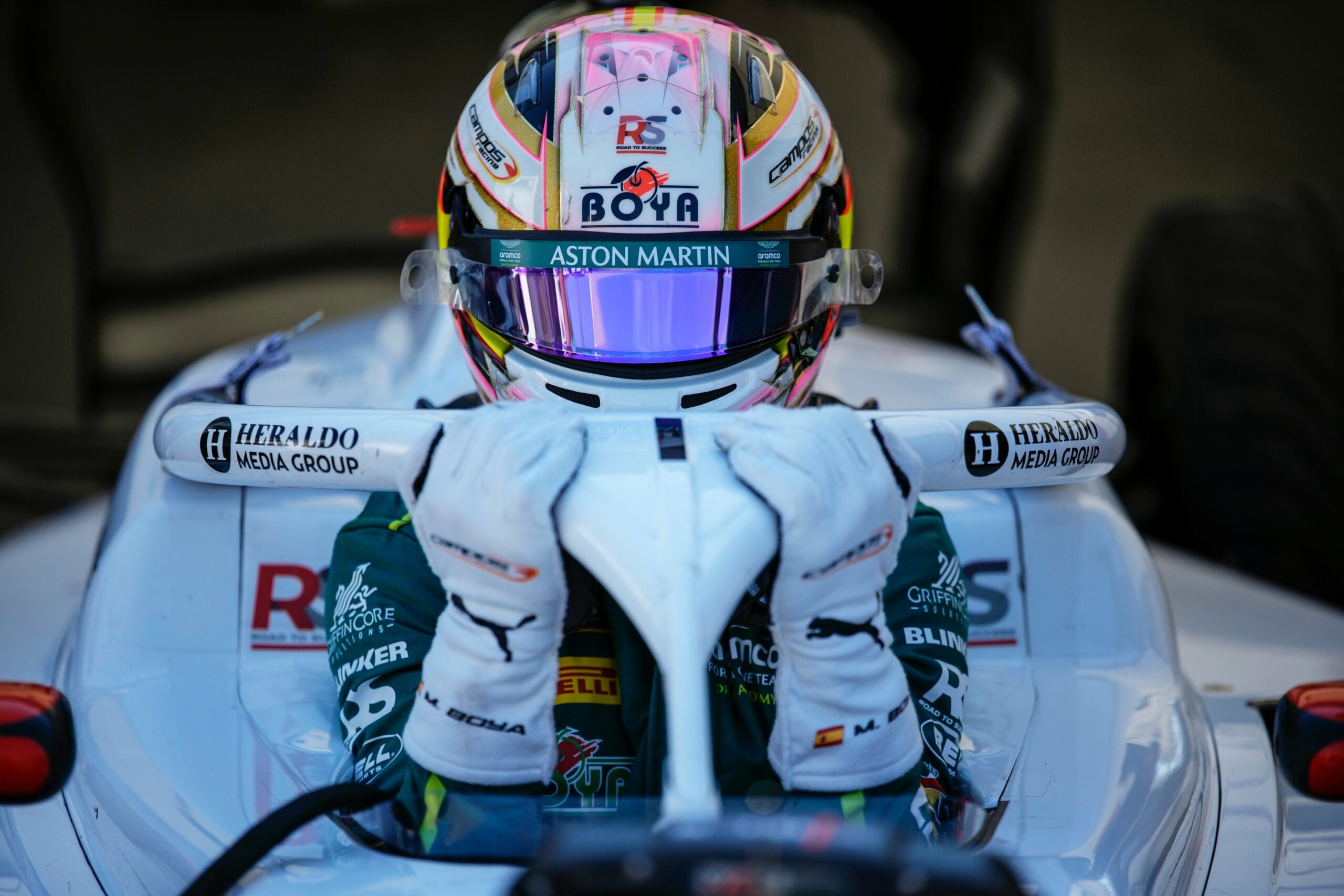 Mari Boya of Campos Racing currently second in the 2025 F3 Championship with only the Monza finale remaining