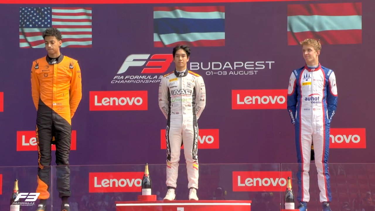 F3 Hungarian GP Sprint Race Podium featuring Charlie Wurz