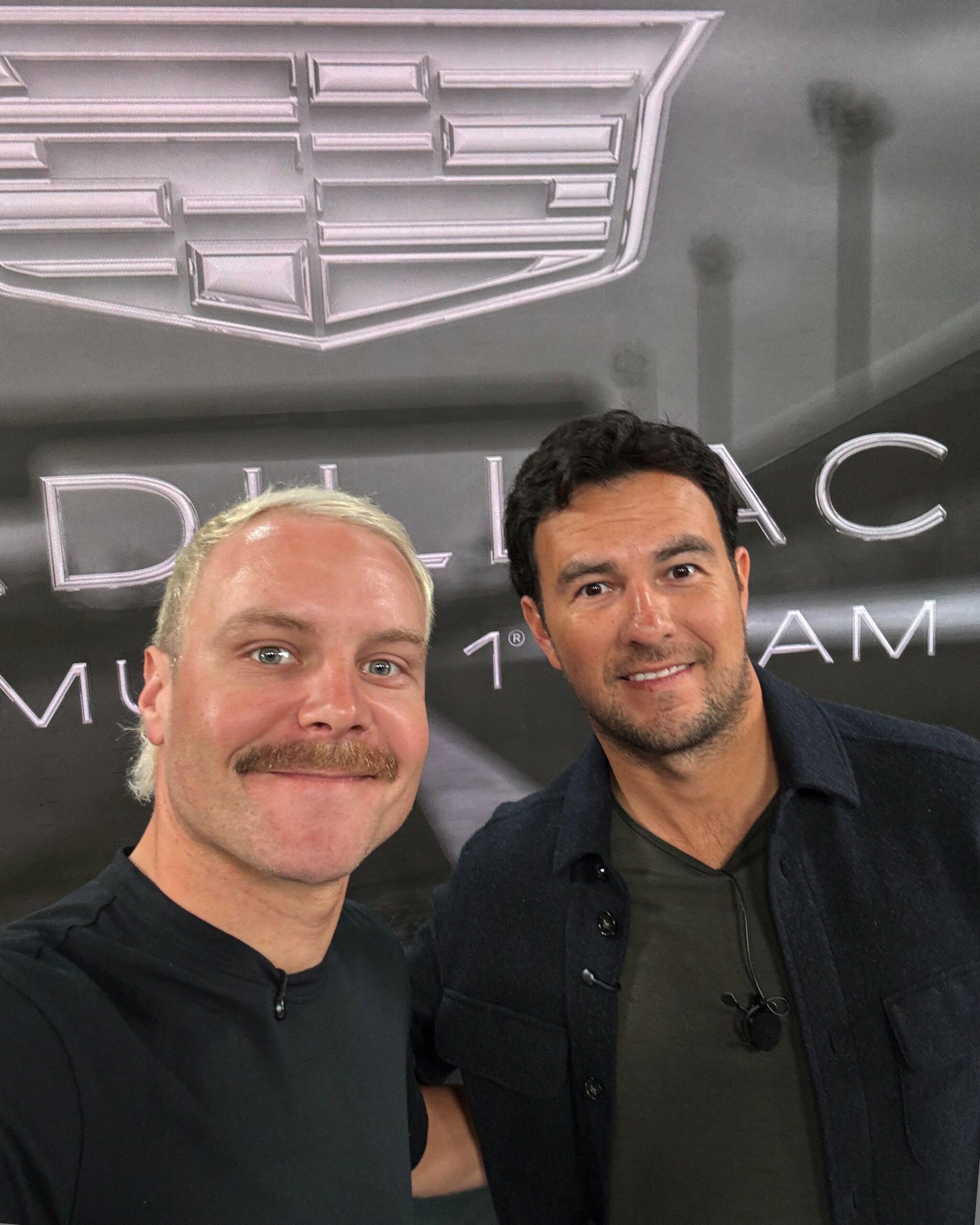 Valtteri Bottas and Checo Perez Selfie for the Cadillac Formula 1 Team
