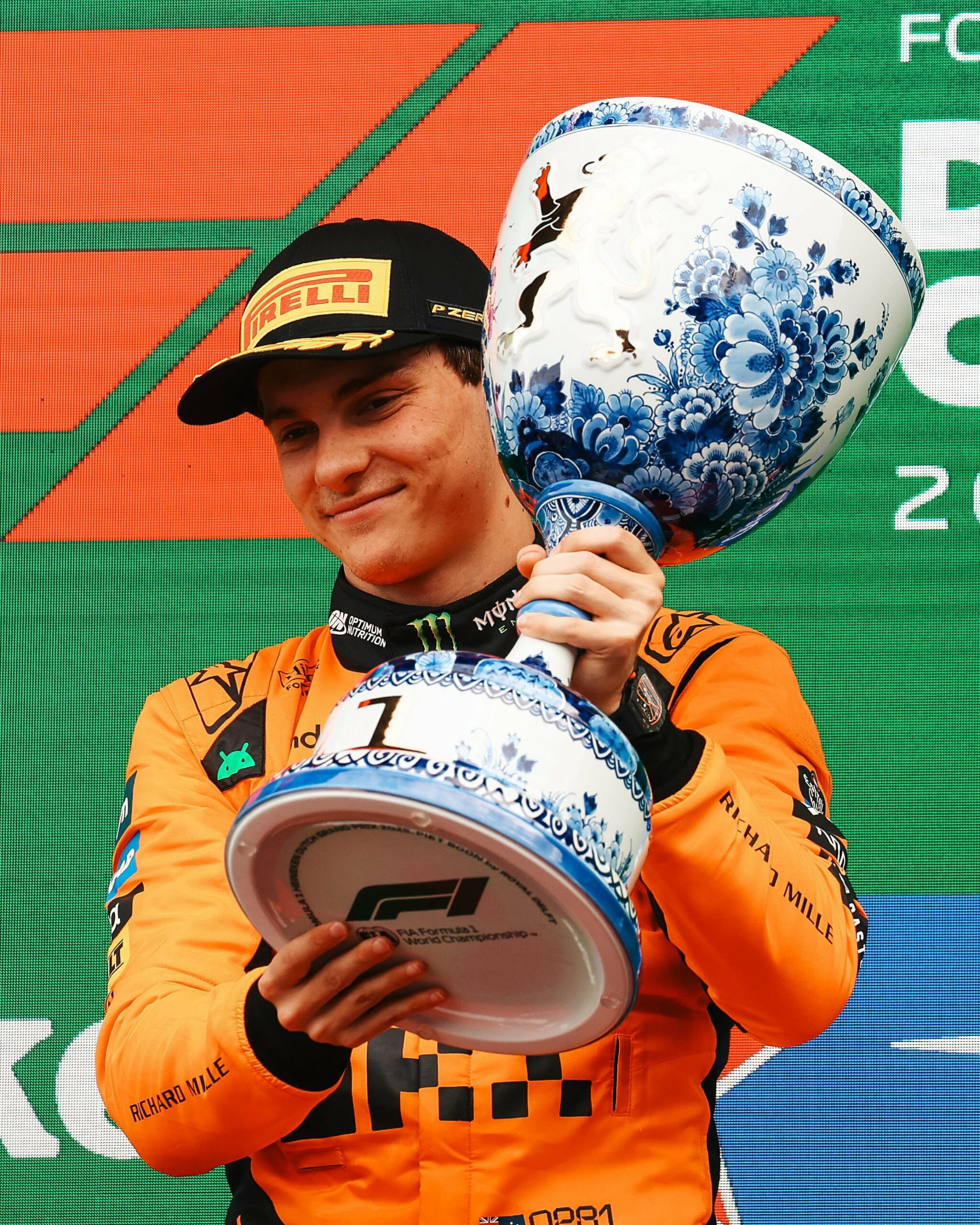 Piastri celebrating his win at the Dutch GP