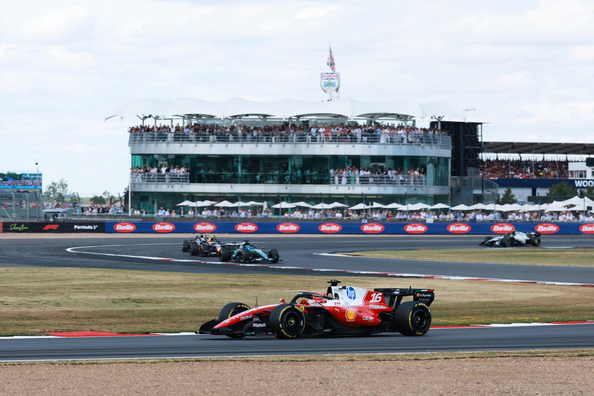 Charles Leclerc wins the 2026 F1 British GP as Verstappen crashes out late. Russell and Hamilton complete the podium.