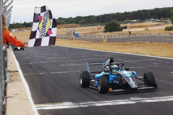 Alex O’Grady claims a GB4 Race 1 win at Snetterton after Fred Green retires, extending his championship advantage up to 60 points.