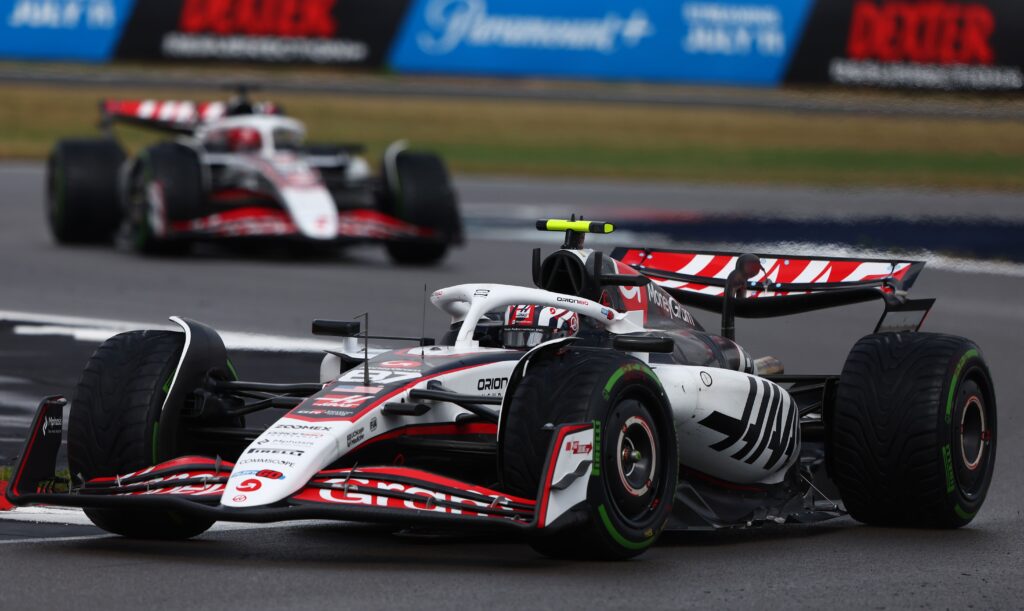 F1 - Oliver Bearman leads Haas teammate Esteban Ocon at the 2025 British Grand Prix in Silverstone